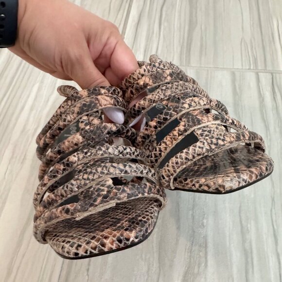 Free People Colette Caged Sandals Snakeskin Python Heels Party Dressy Tan Size 6 - Picture 4 of 10